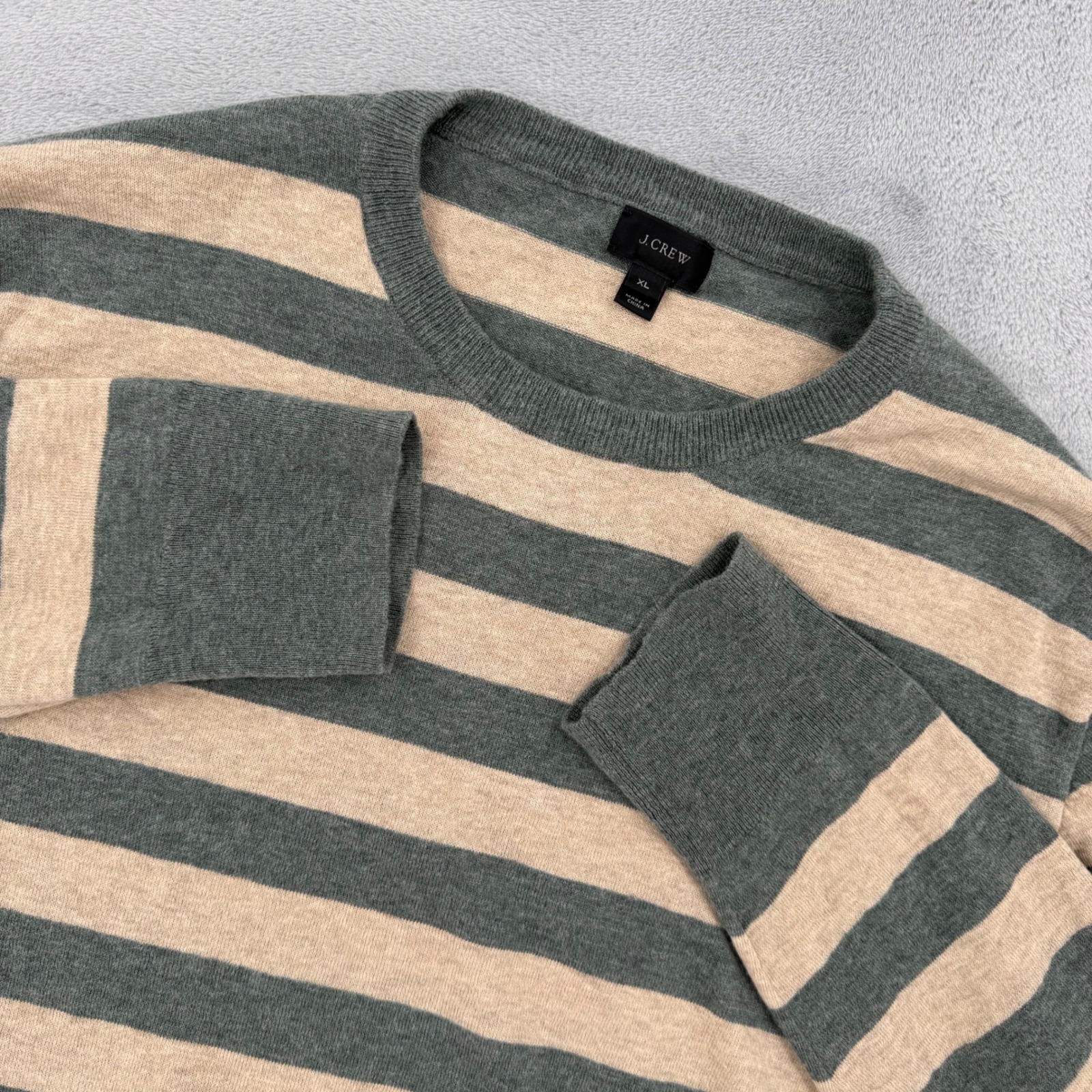 J.Crew Merino Wool Cotton Striped Crewneck Sweater Mens Size Xl